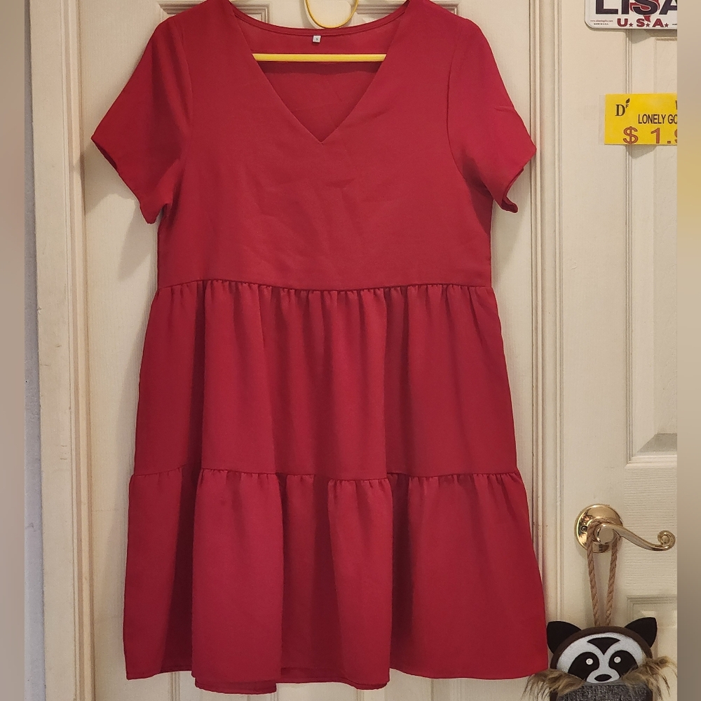 Red ruffle dress